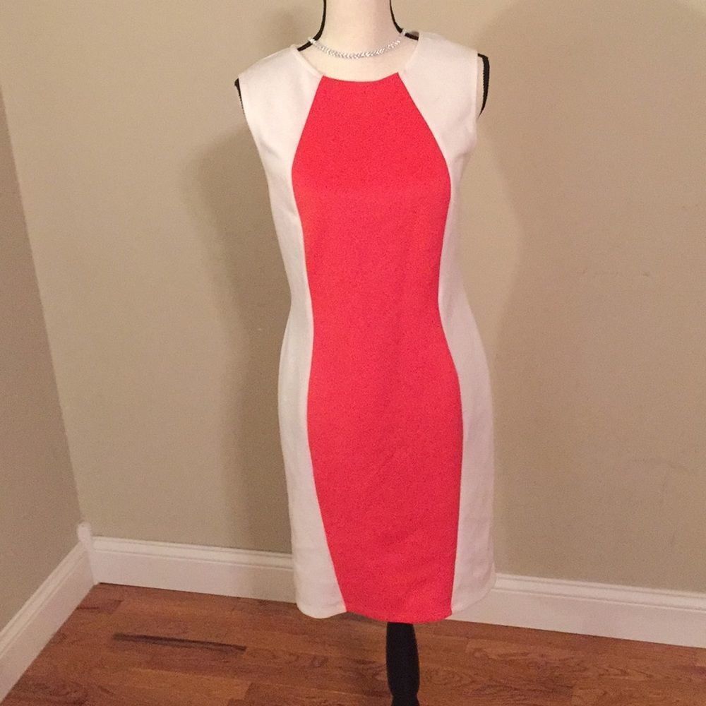 AA studios orange and white dress size 8
